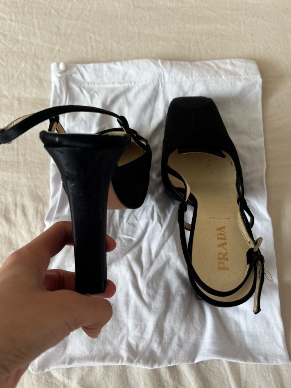Prada Black and Ivory Slingback Heels - Picture 7 of 7